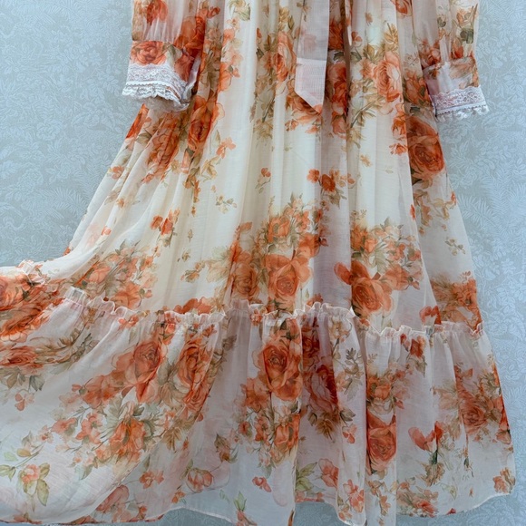 Zimmermann Floral Dress with Orange and Cream Hues - Picture 2 of 6